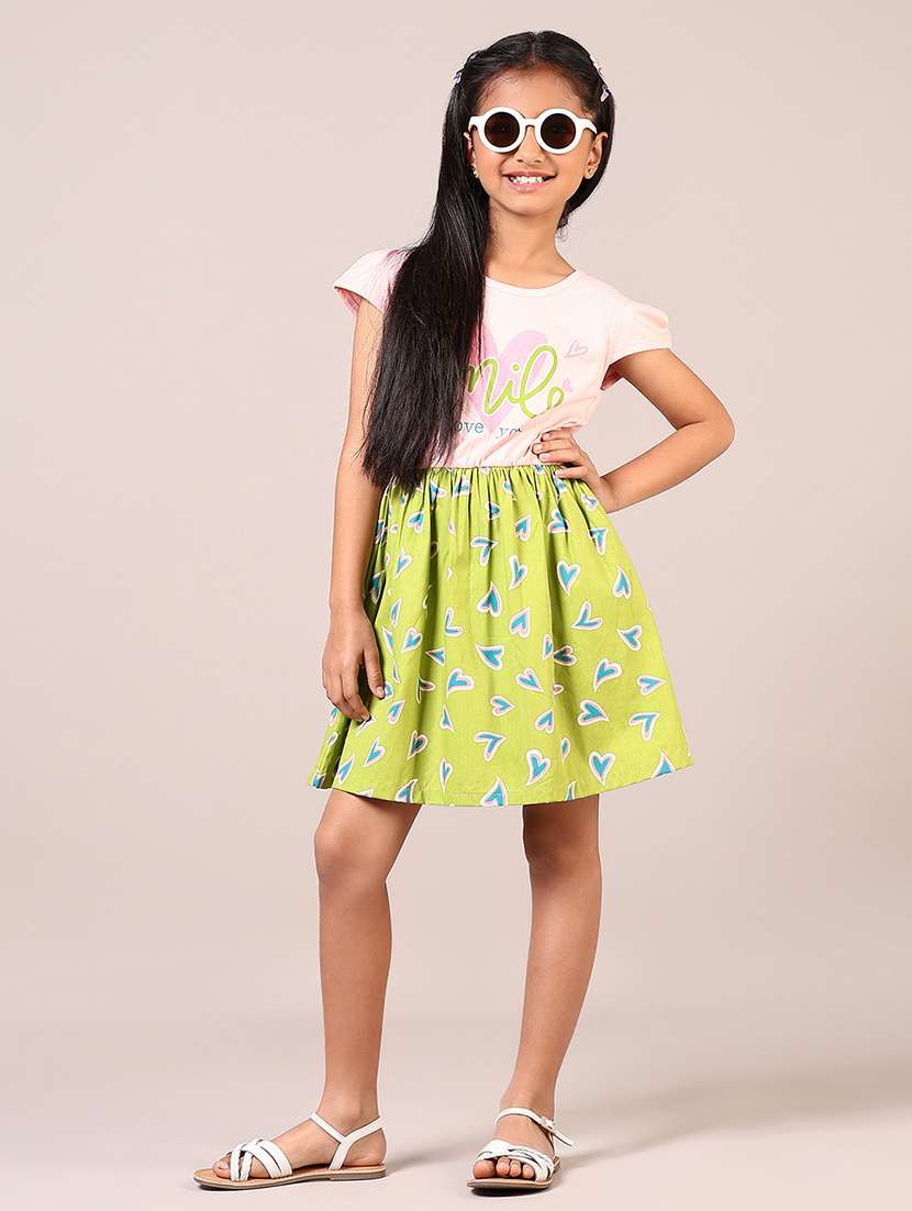 girls printed round neck frock