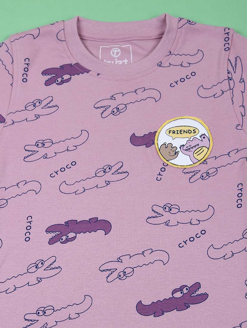 boys purple printed t-shirt & shorts set - 21611754 - Standard Image - 2