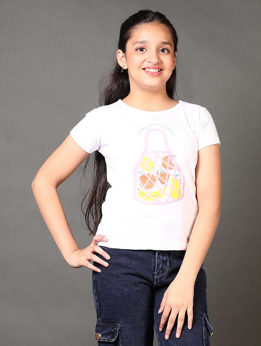 girls printed short sleeves tee