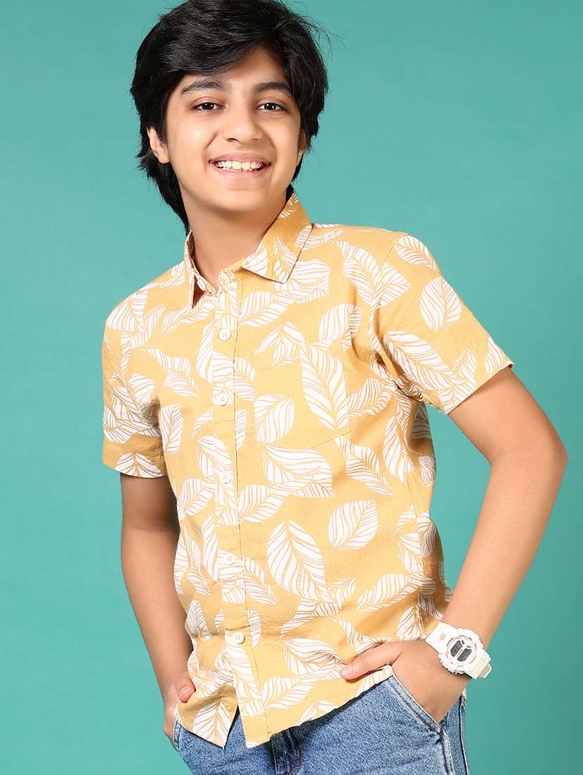 boys printed collared short sleeves shirt - 21611934 - Zoom Image - 0