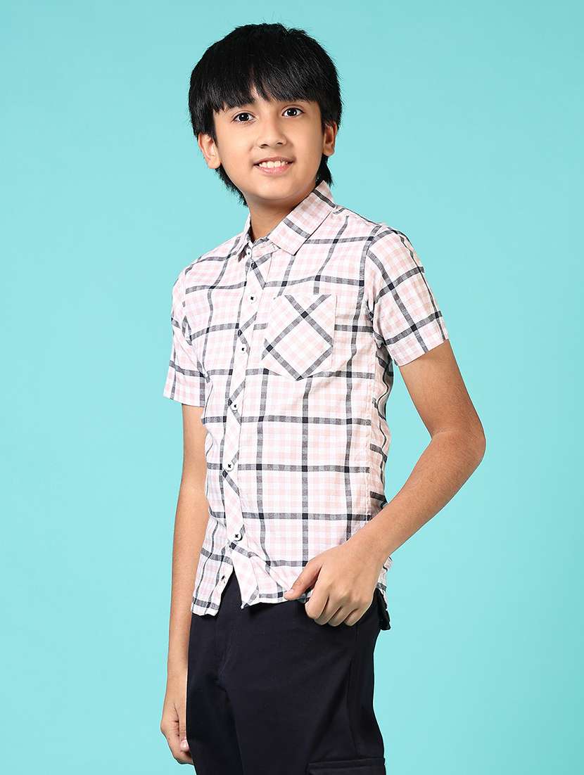 boys checkered collared short sleeves shirt - 21611935 -  Standard Image - 2