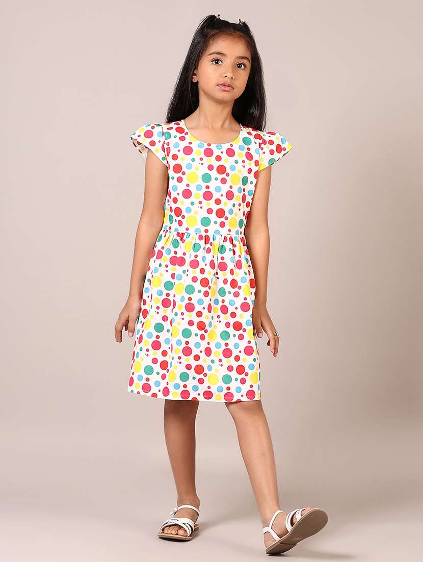 girls printed round neck frock