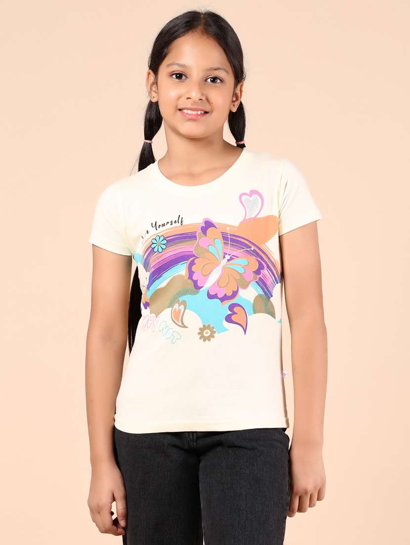 girls printed short sleeves tee