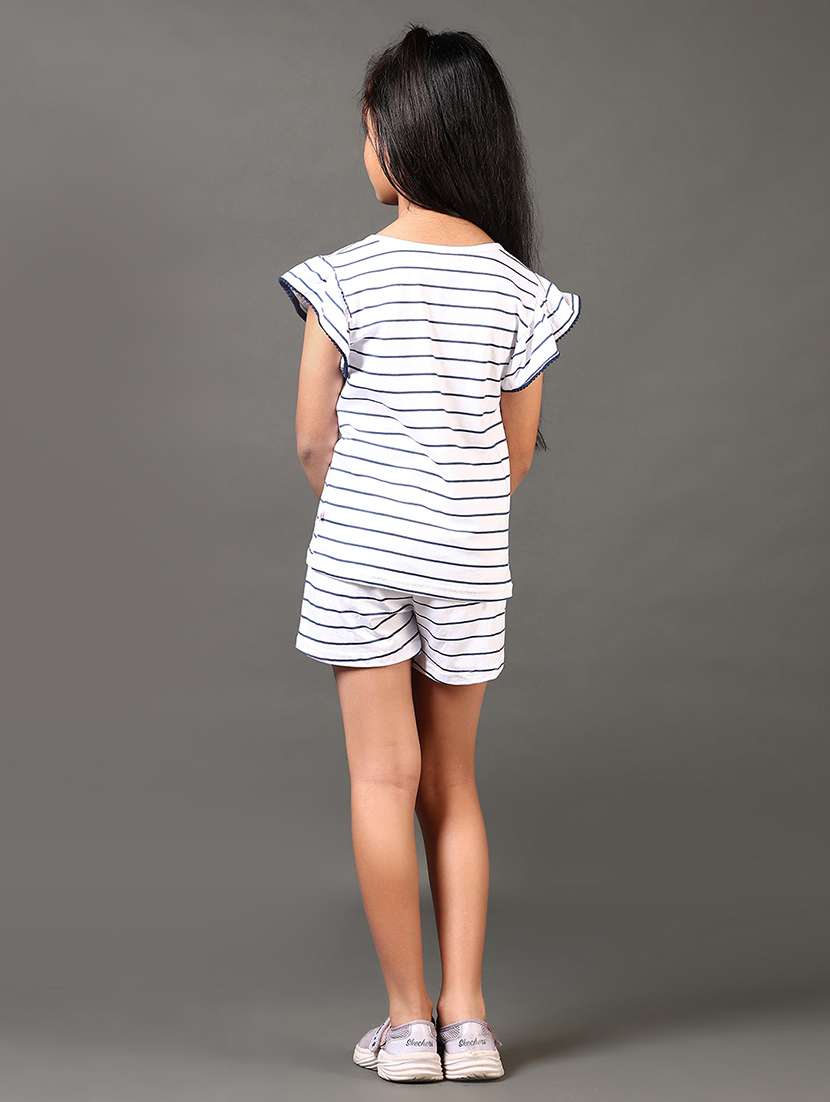 girls striped t-shirt and shorts set - 21612135 - Standard Image - 2