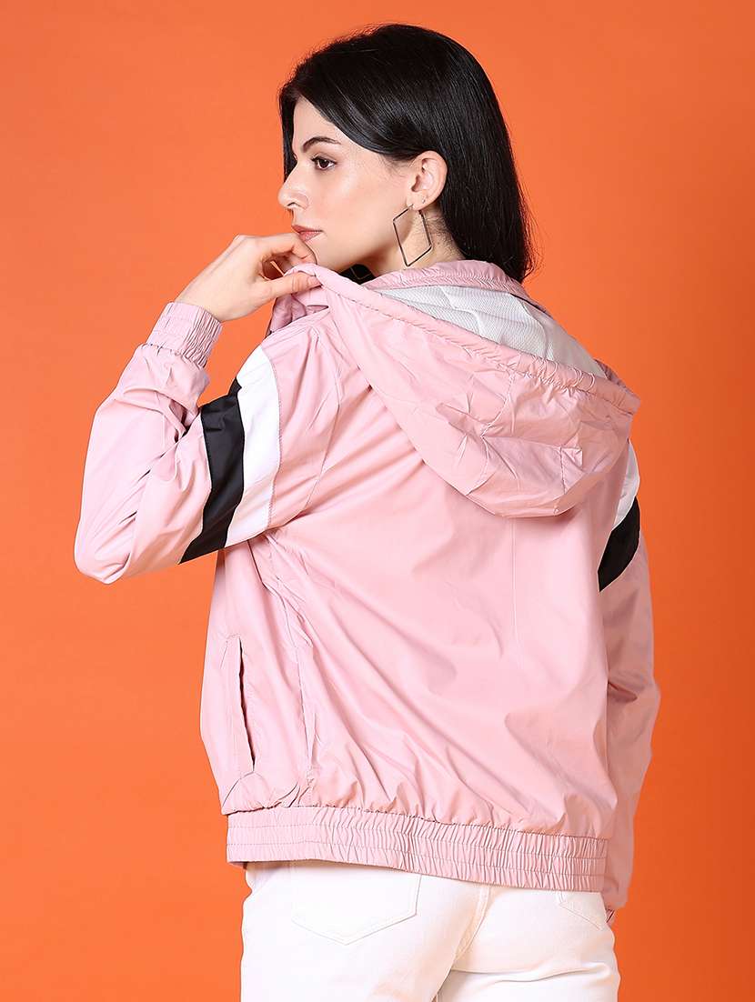 women color block long windcheater jacket - 21612154 -  Standard Image - 2