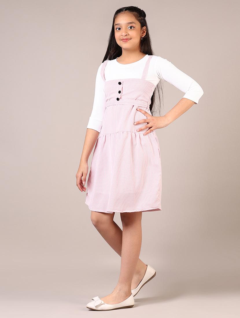 girls striped dungaree dress - 21612279 - Standard Image - 2