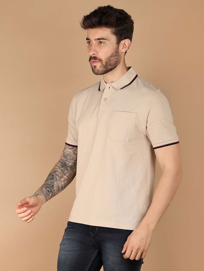 men regular fit plain short sleeve polo t-shirt - 21612345 -  Standard Image - 2