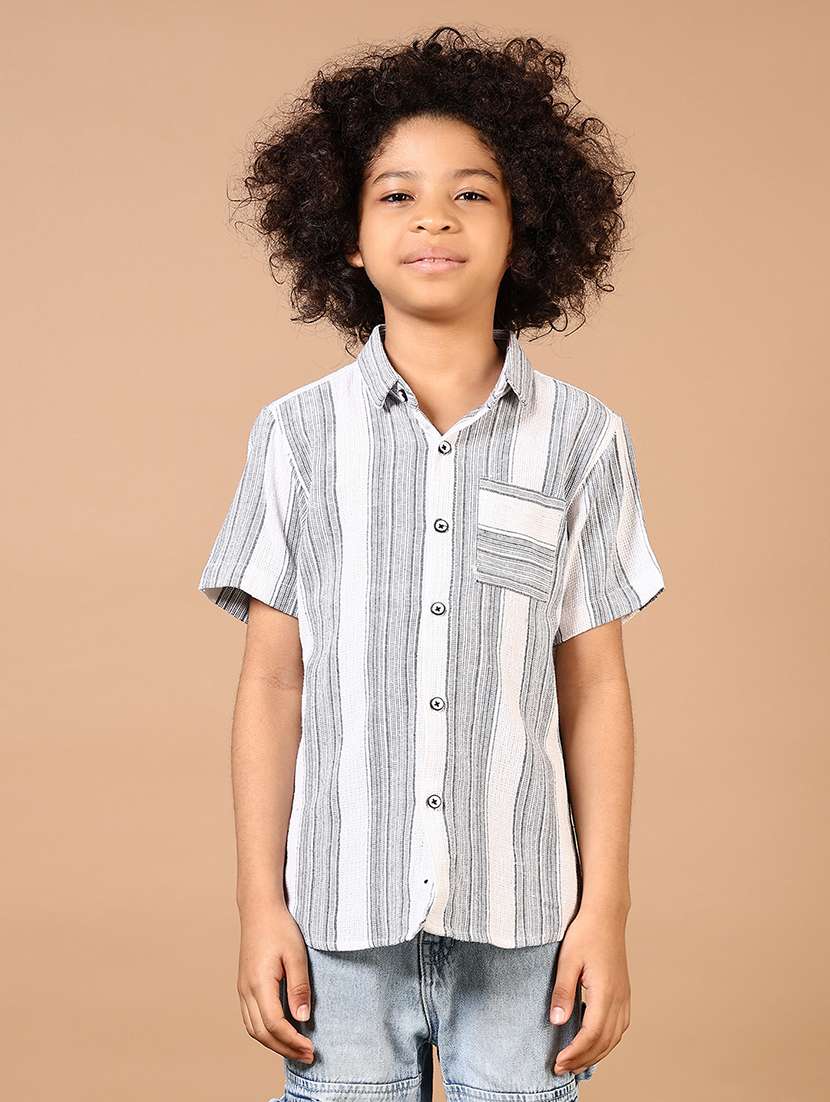 boys striped short sleeve casual shirt - 21612369 -  Zoom Image - 0