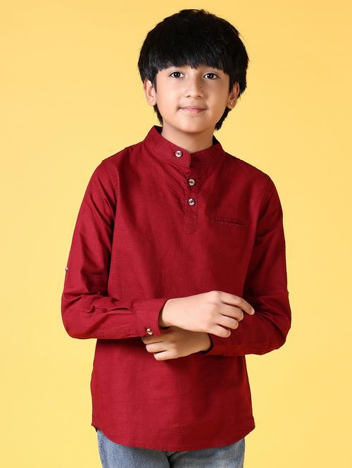 boys solid mandarin neck kurta - 21612416 - Standard Image - 0
