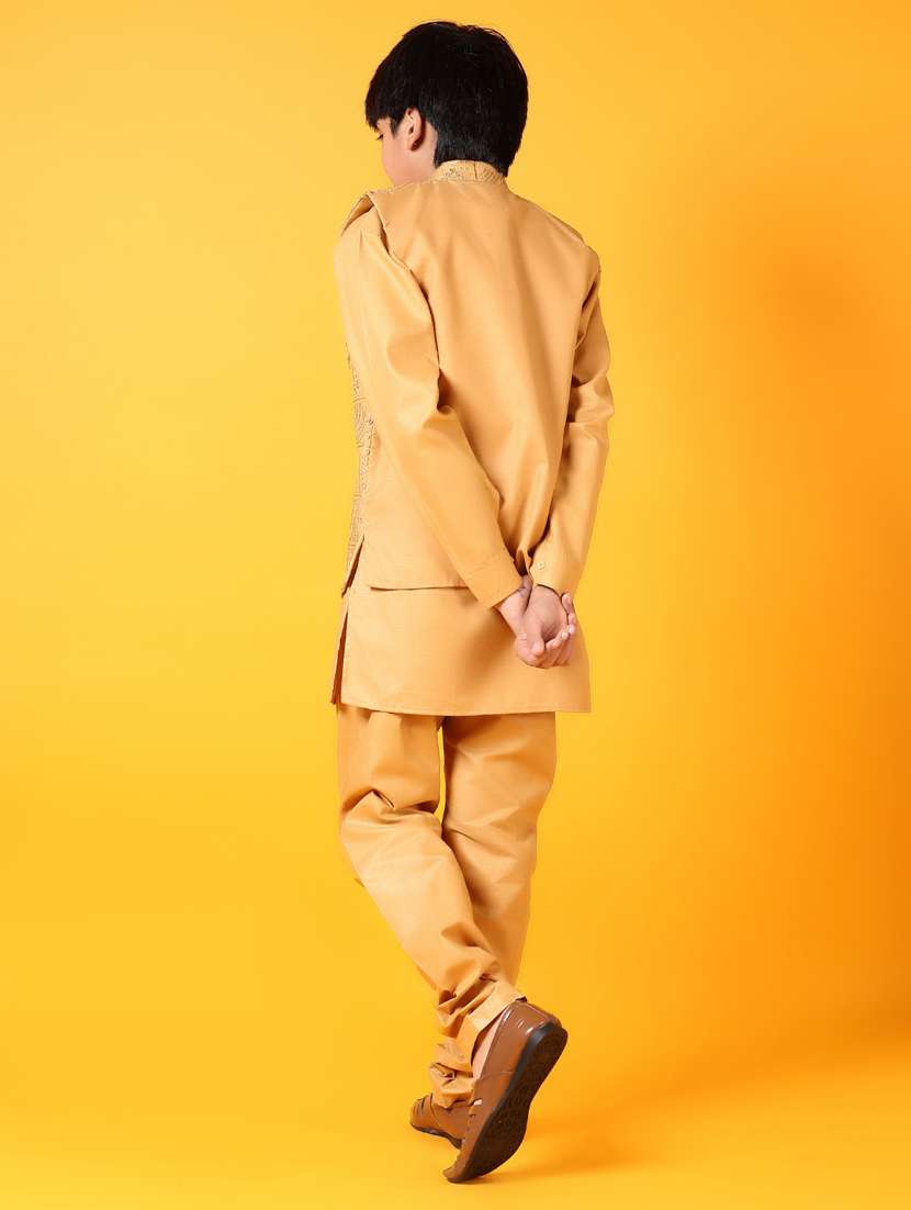 boys kurta and pyjama with embroidered jacket - 21612434 - Standard Image - 2