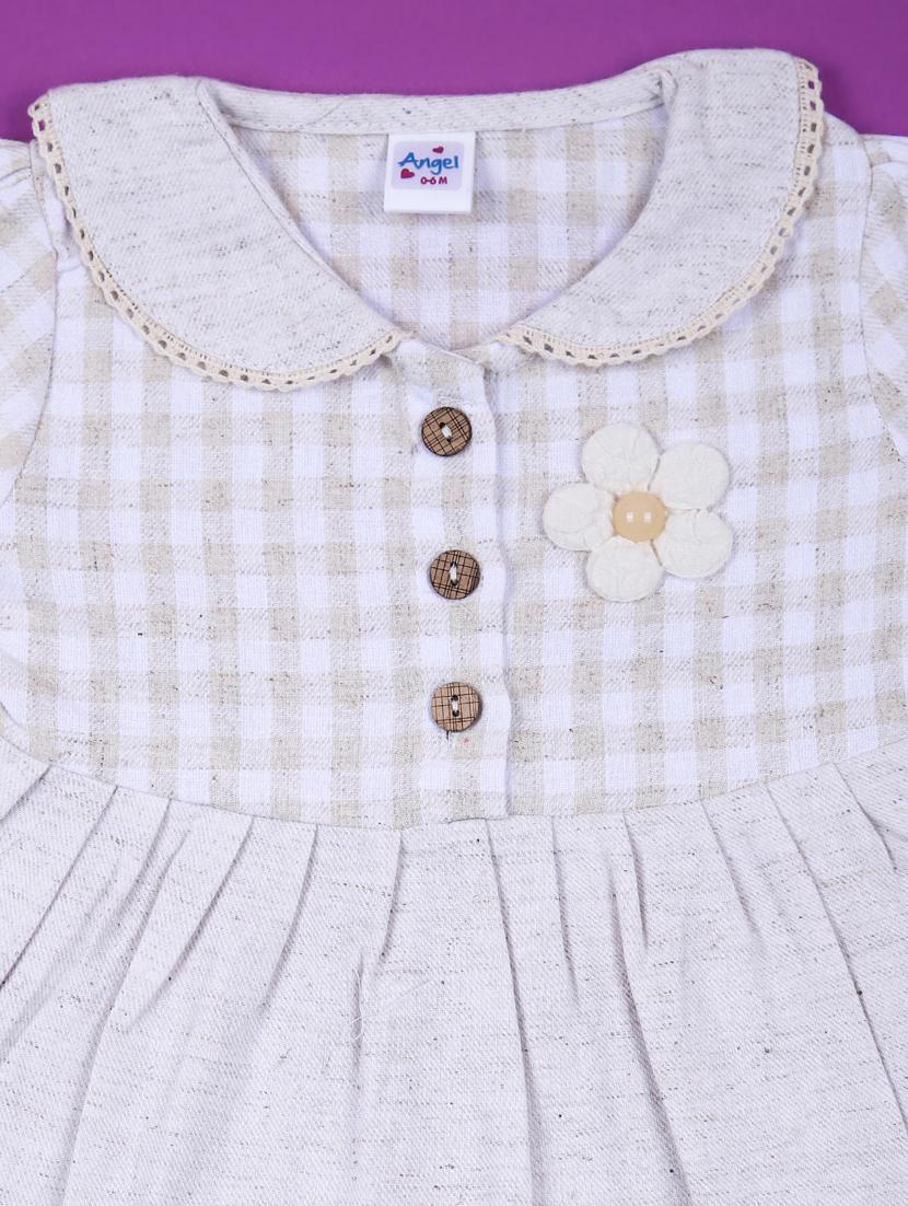 girls checkered petern pan neck frock - 21612550 - Standard Image - 2