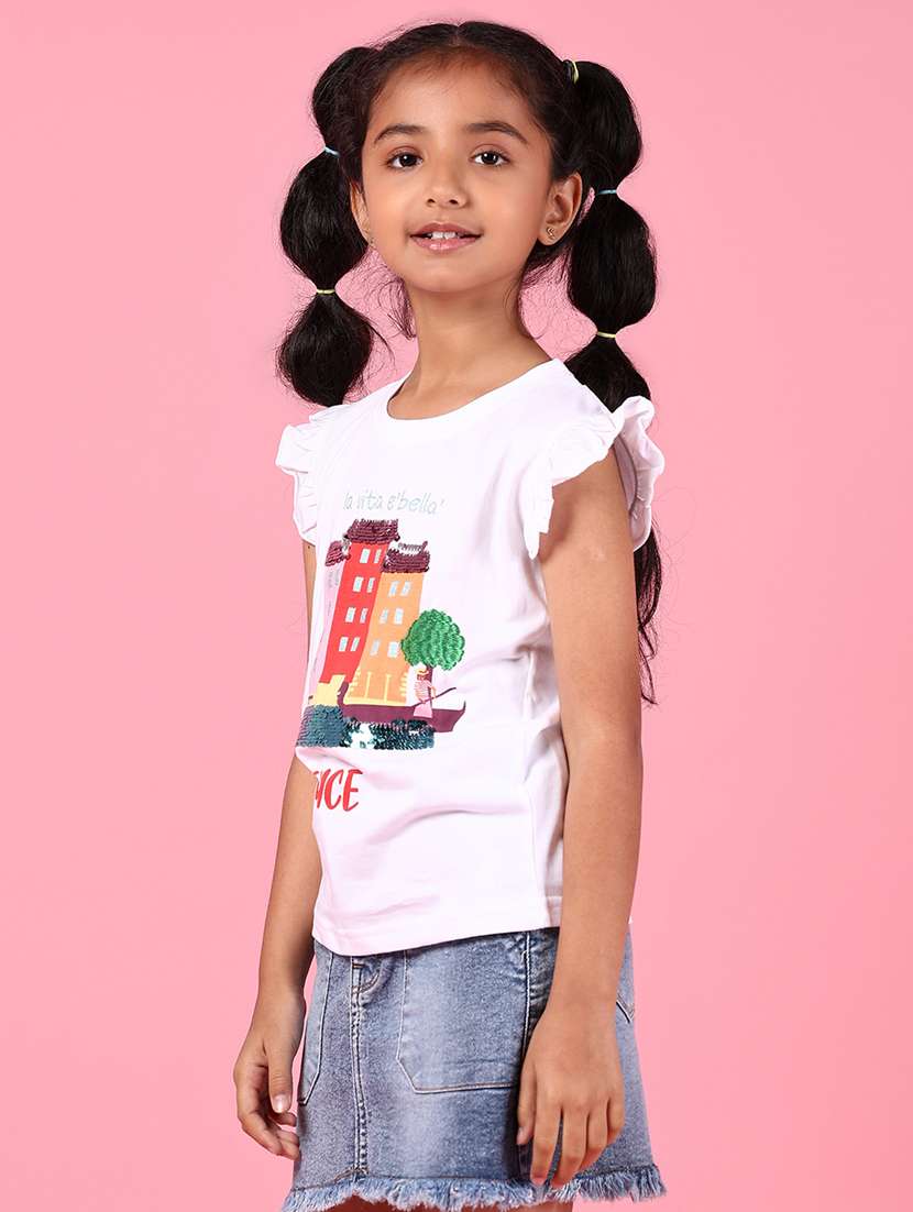 girls printed sleeveless round neck tee - 21612699 -  Standard Image - 2