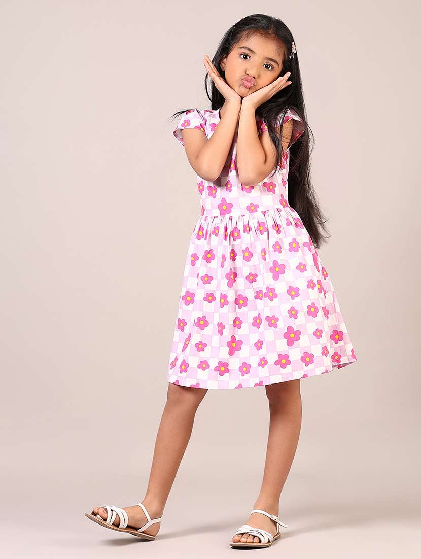girls printed round neck frock