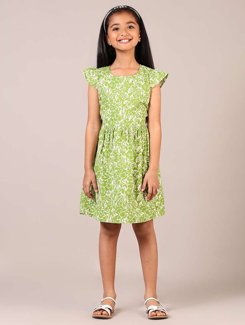 girls printed round neck frock