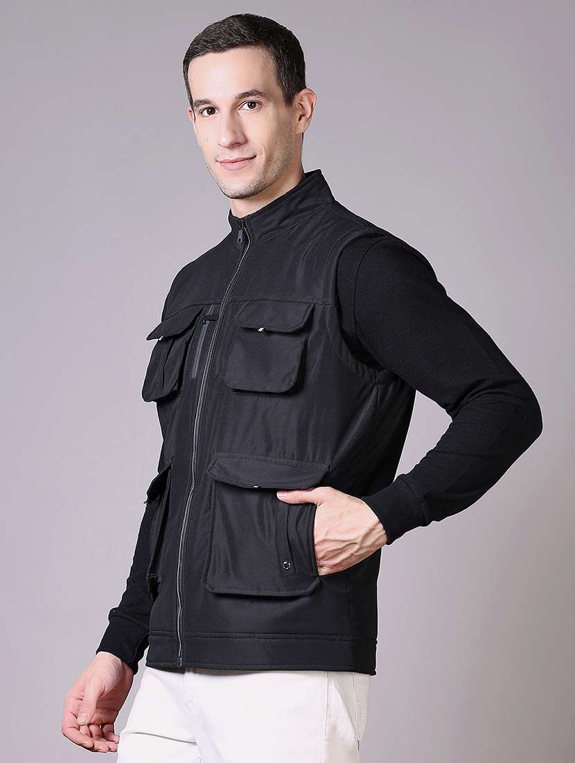men solid sleeveless casual jacket - 21612869 -  Standard Image - 2