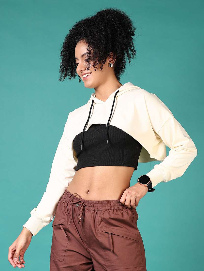 men solid long sleeve cropped sweatshirt - 21612888 -  Standard Image - 2