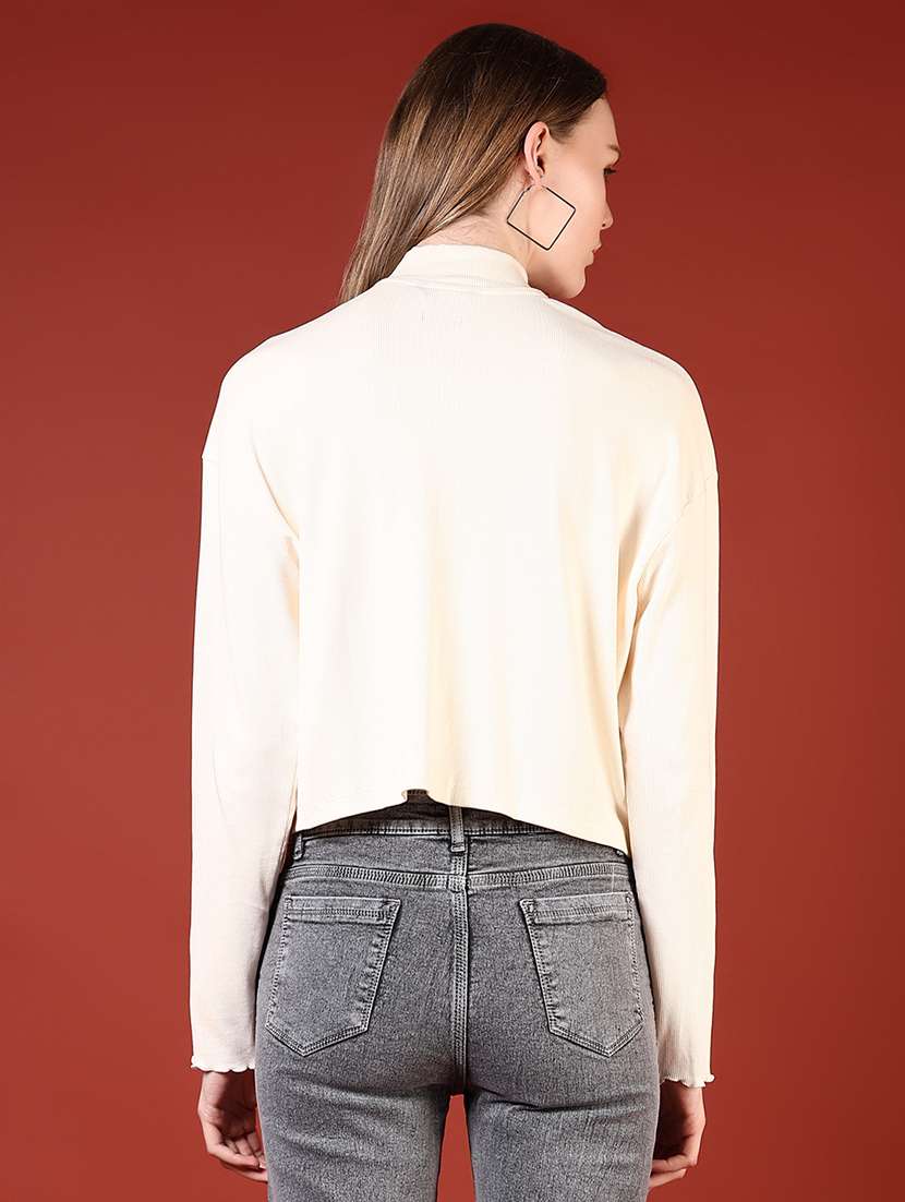 women solid stand collar long sleeves jacket - 21612913 -  Standard Image - 2