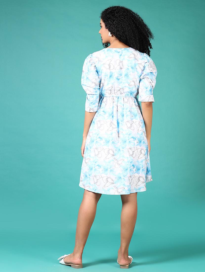 women floral printed v neck a-line dress - 21612986 - Standard Image - 2