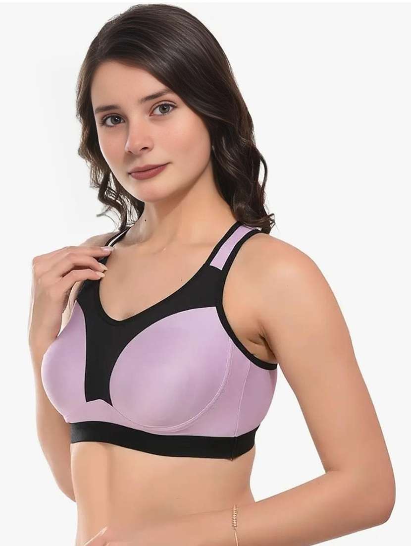 women color block lavender sports bra - 21613067 - Standard Image - 2