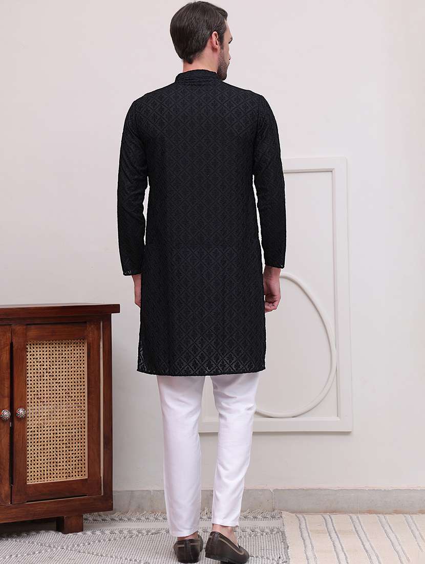 men embroidered long sleeves kurta pyjama set - 21613128 -  Standard Image - 2