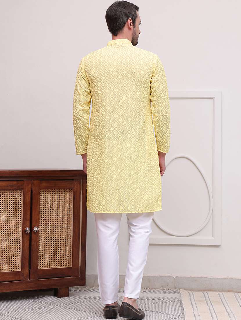 men embroidered long sleeves kurta pyjama set - 21613129 -  Standard Image - 2