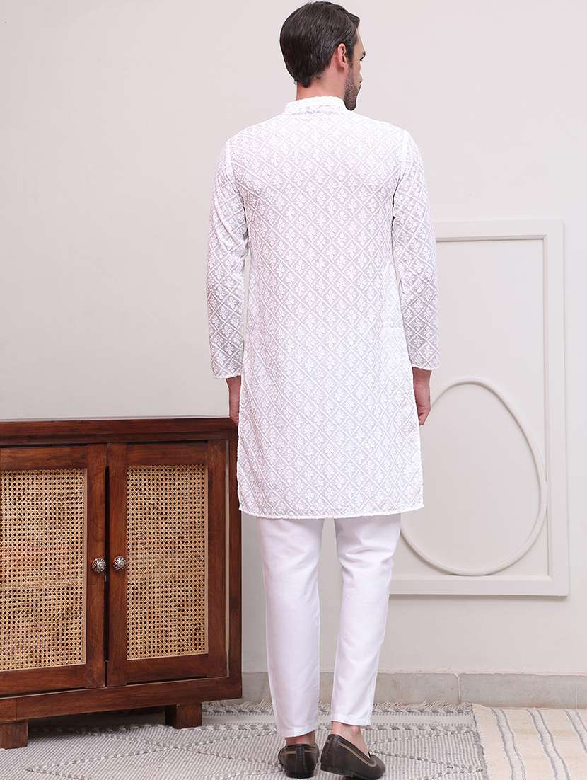 men embroidered long sleeves kurta pyjama set - 21613131 -  Standard Image - 2