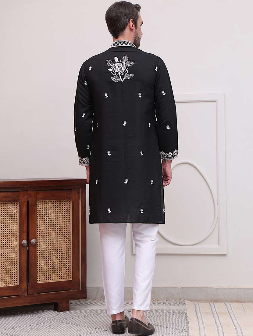 men embroidered long sleeves kurta pyjama set - 21613132 -  Standard Image - 2