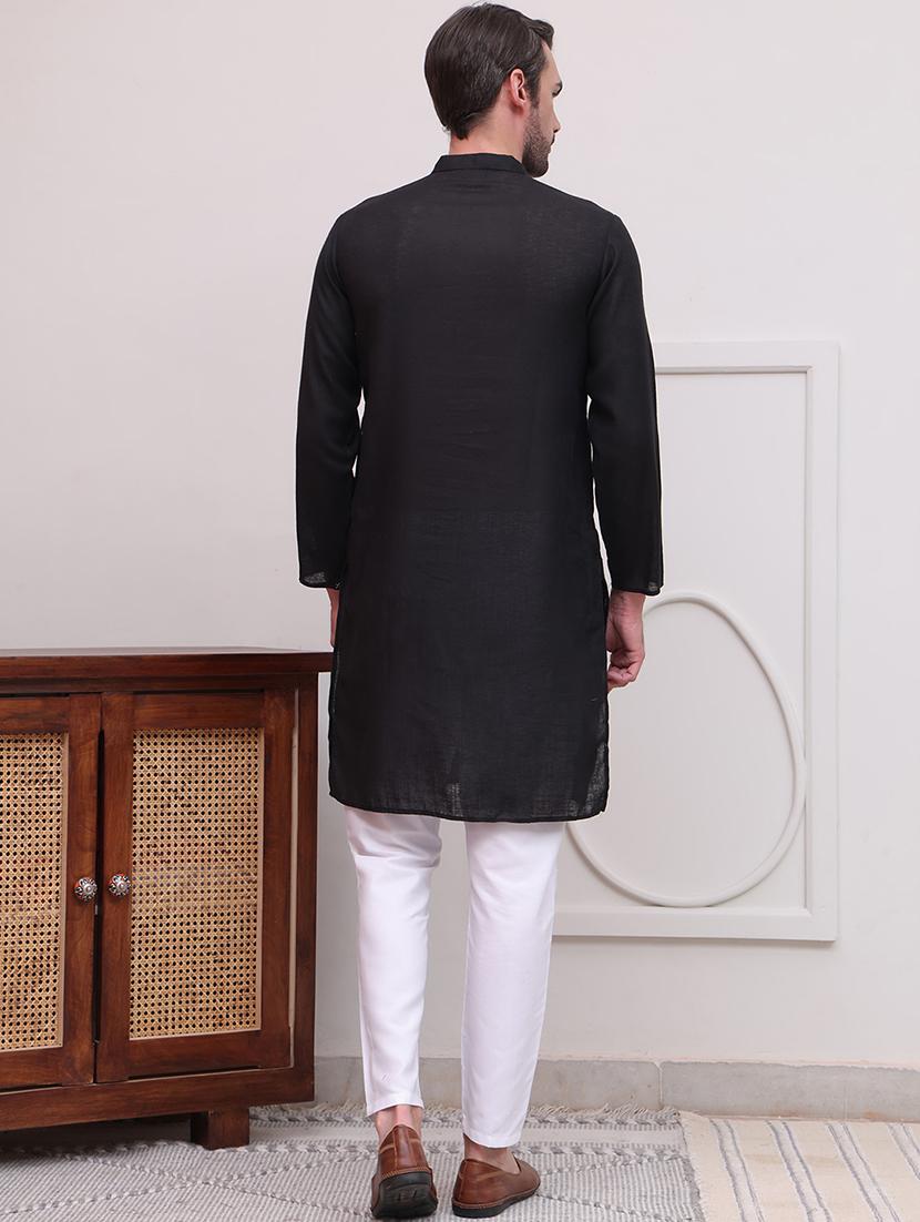 men solid long sleeves kurta pyjama set - 21613135 - Standard Image - 2