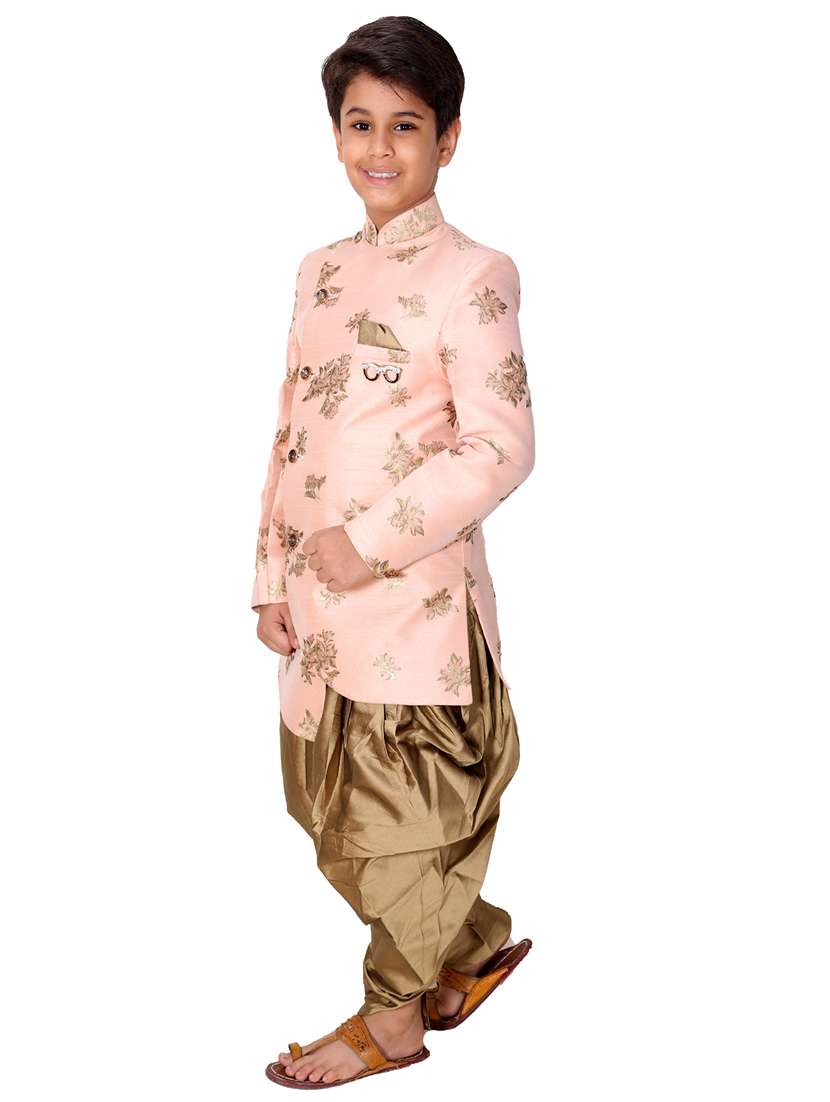 boys overlap neck printed sherwani  - 21613325 -  Standard Image - 2