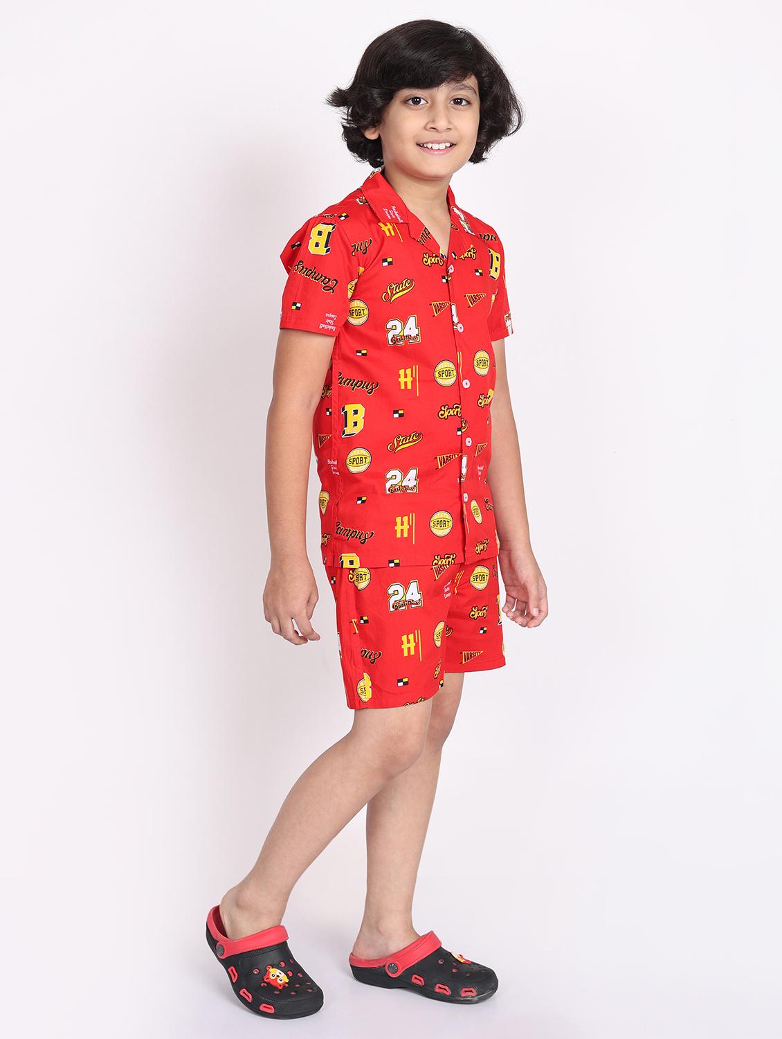 boys printed shorts co-ords set - 21613443 - Standard Image - 2