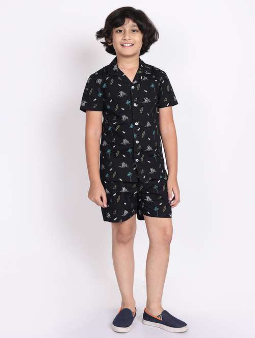 boys printed shorts co-ords set - 21613445 -  Standard Image - 0