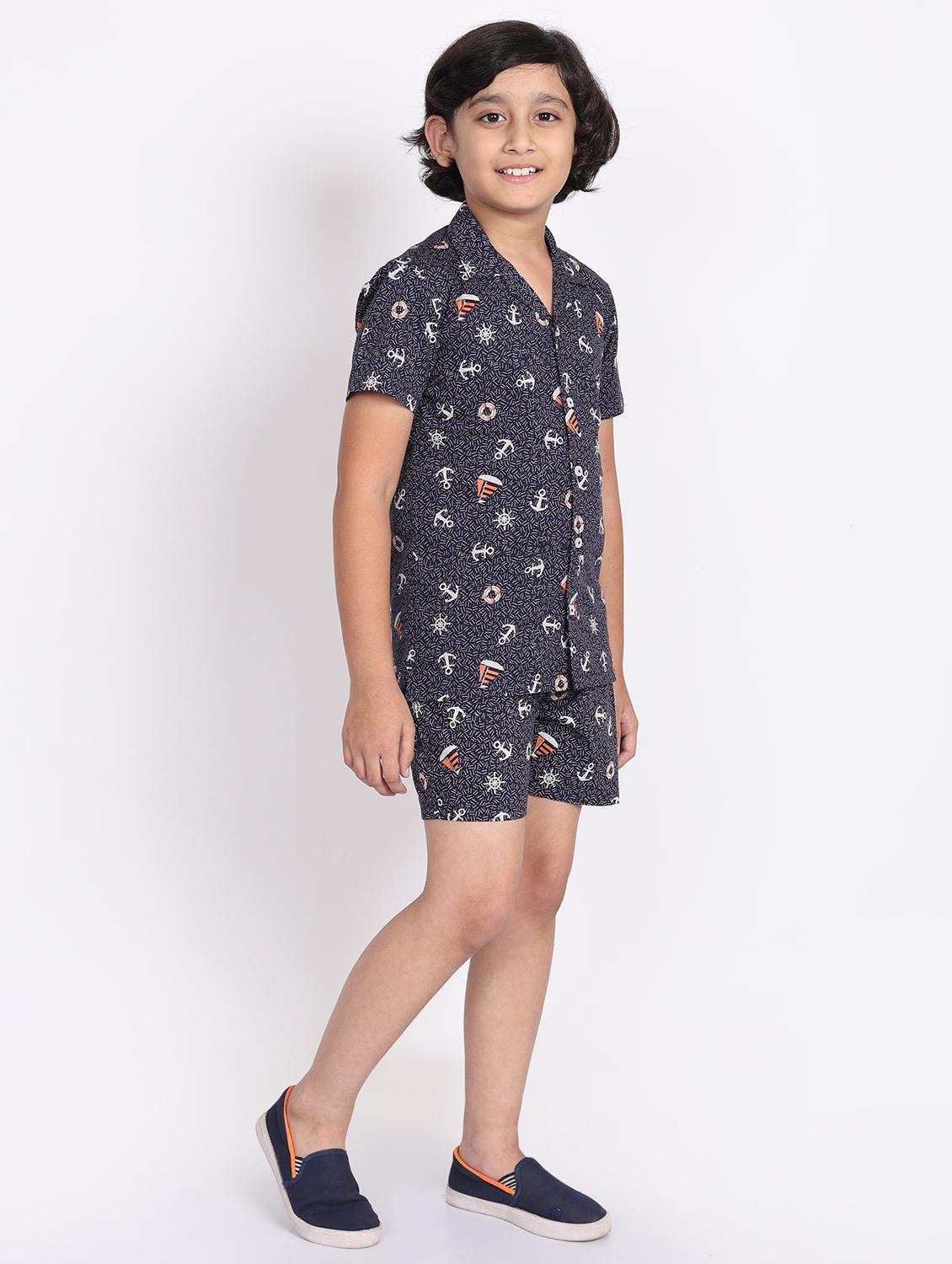 boys printed shorts co-ords set - 21613446 - Standard Image - 2