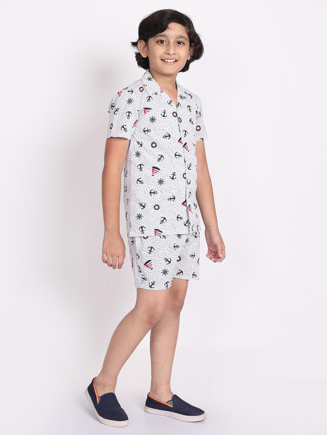 boys printed shorts co-ords set - 21613448 - Standard Image - 2