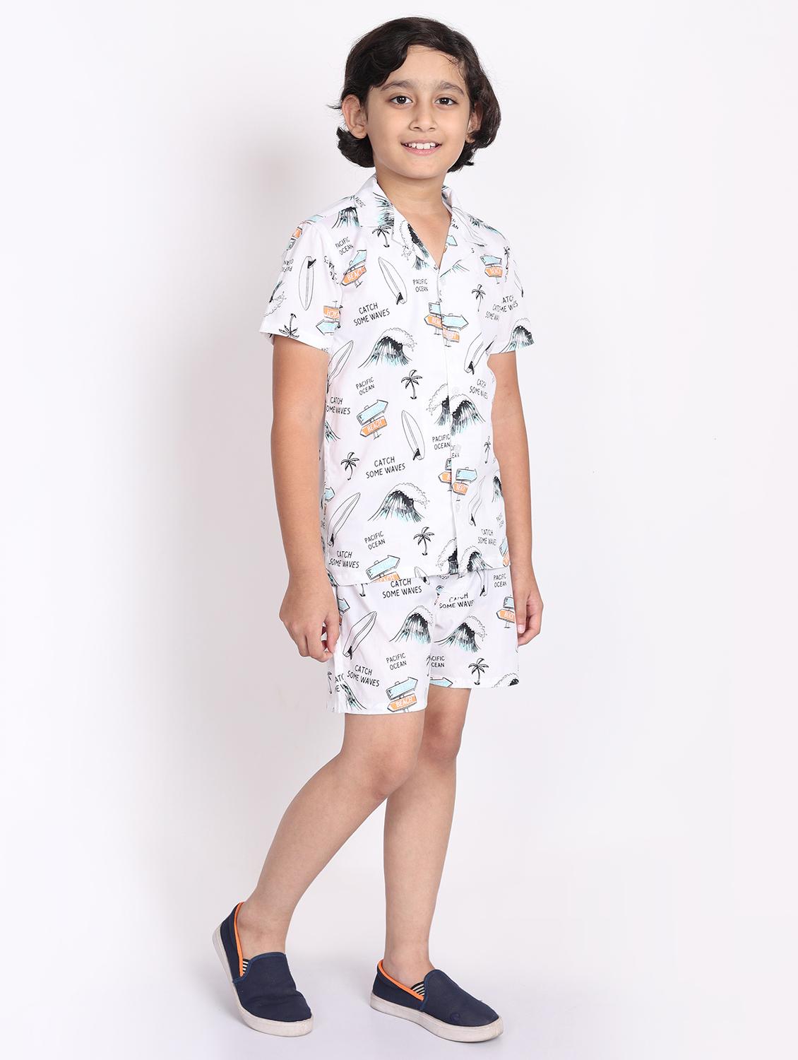 boys printed shorts co-ords set - 21613450 - Standard Image - 2