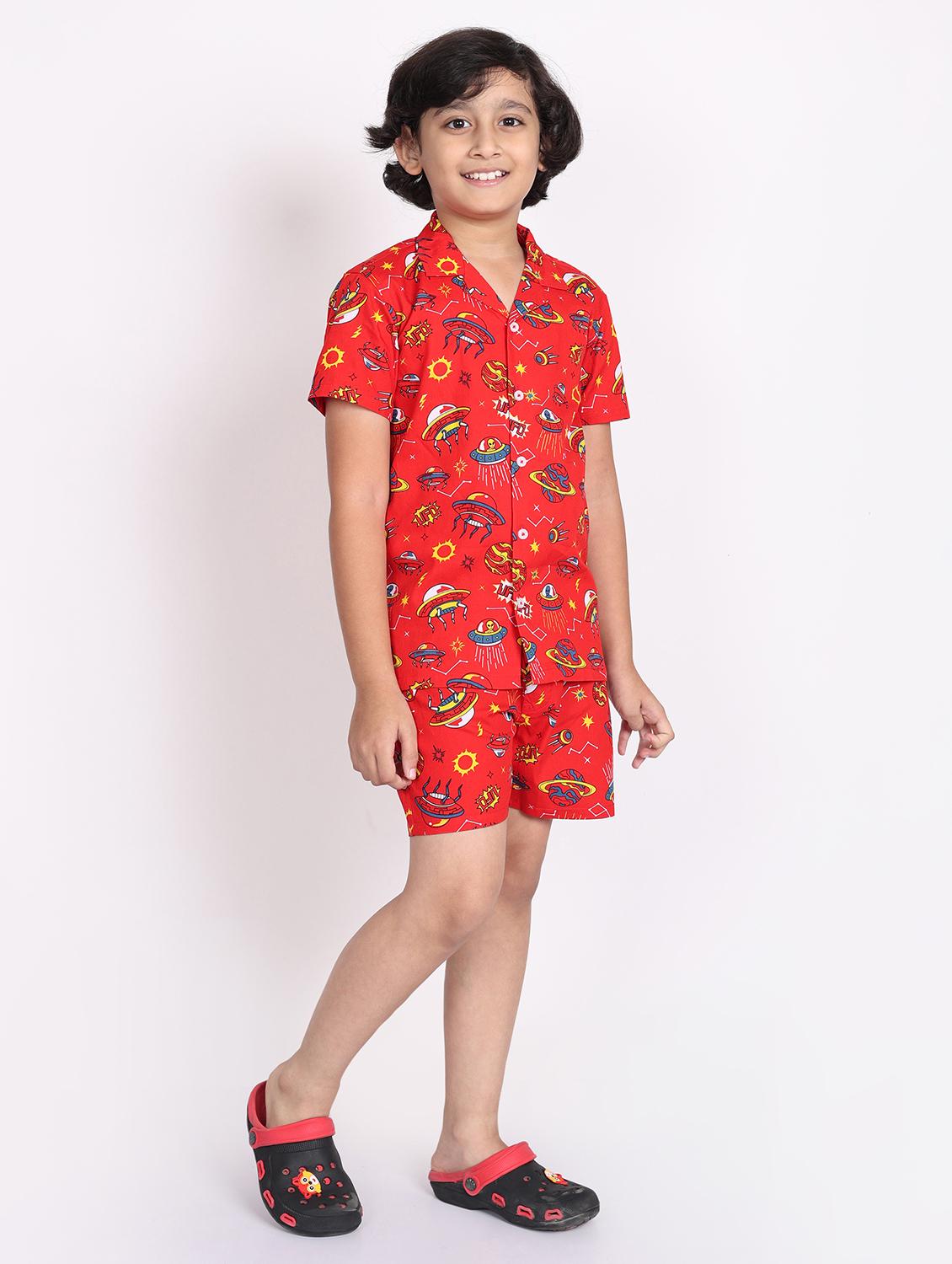 boys printed shorts co-ords set - 21613451 - Standard Image - 2
