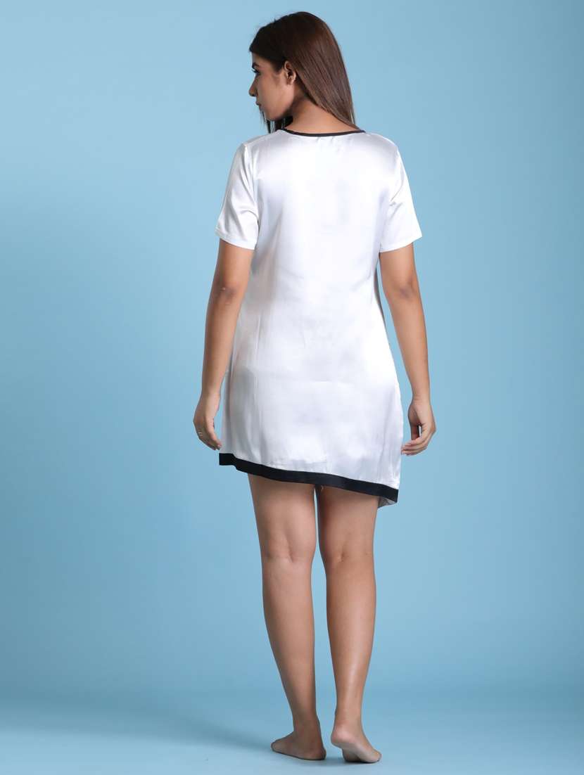 women white solid short sleeve nighty - 21613521 - Standard Image - 2