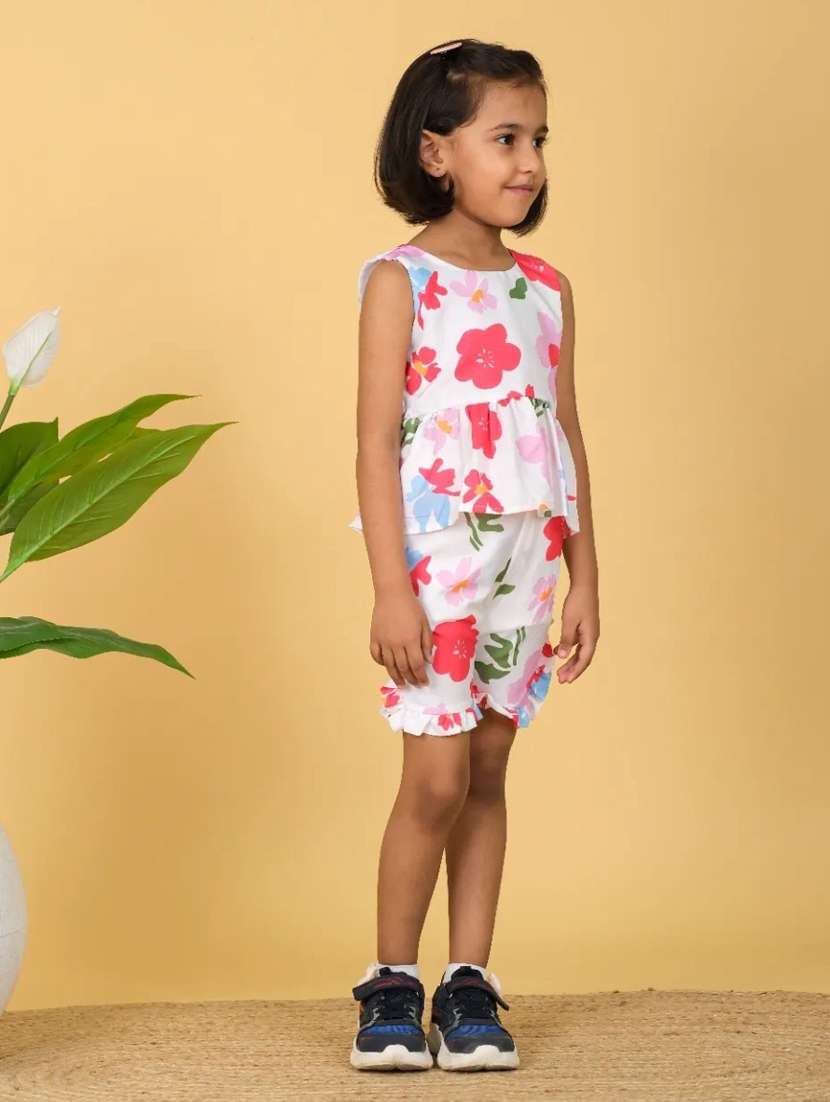 girl floral printed short set