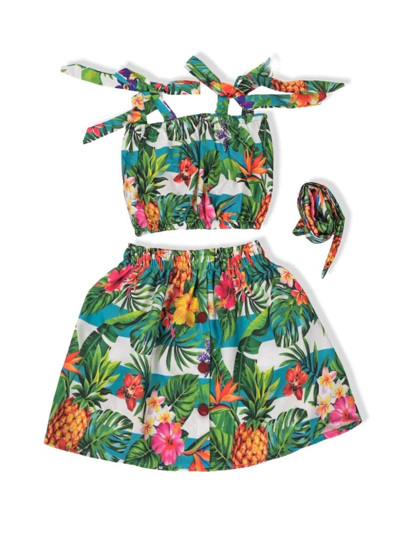 girls green printed skirt top - 21613527 - Standard Image - 2