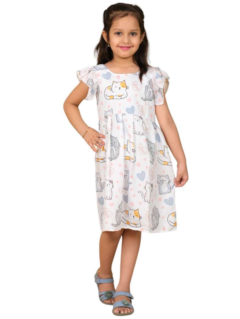 girls printed round neck frock