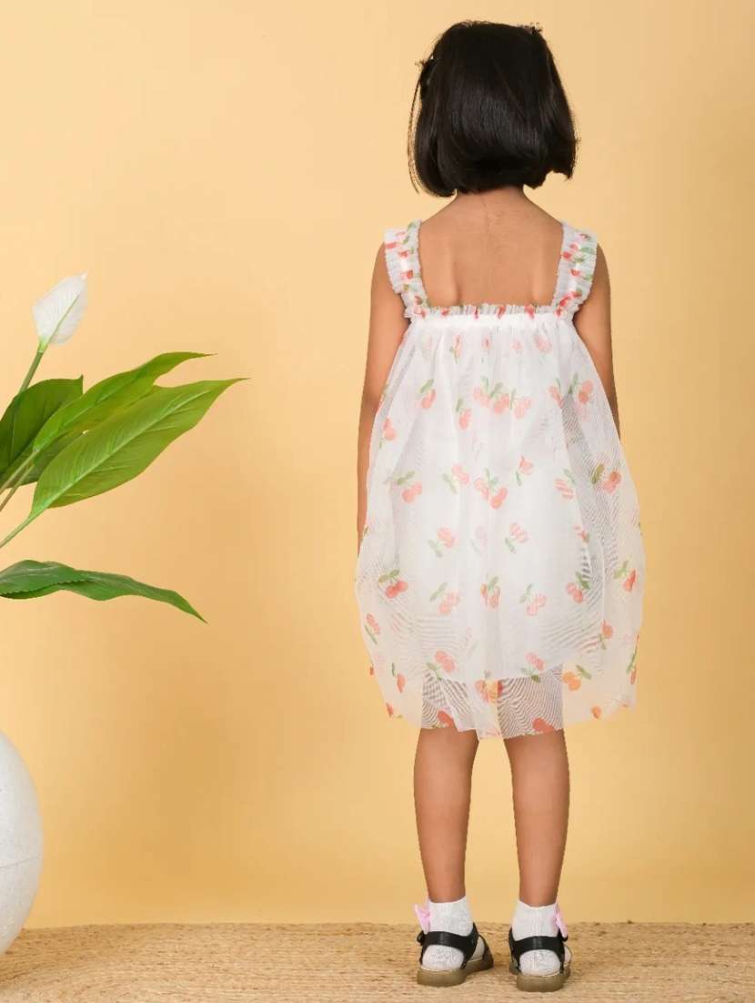 girls white printed sleeveless frock - 21613549 -  Standard Image - 2