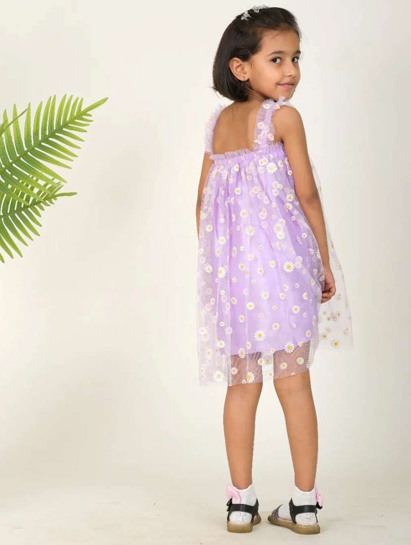 girls lavender floral printed frock - 21613551 -  Standard Image - 2