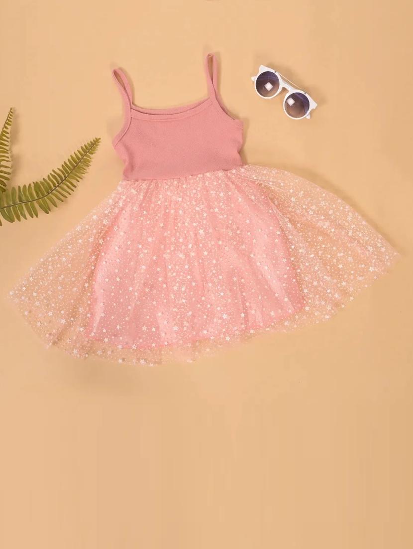girls peach printed sleeveless frock - 21613552 - Standard Image - 2