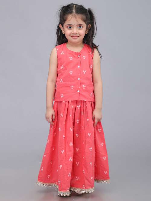 kids peach self design lehenga choli