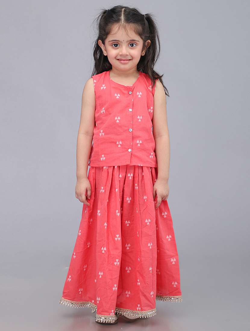 kids peach self design lehenga choli