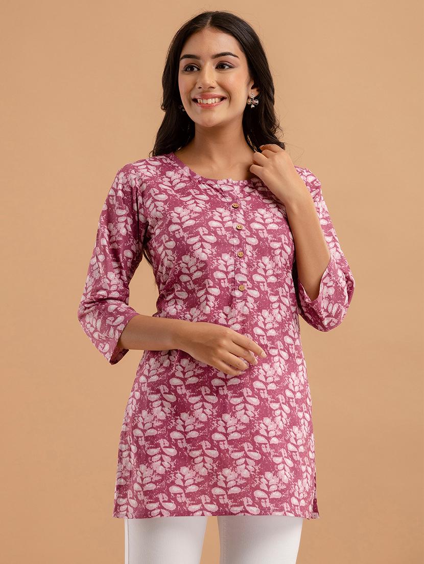 women three quarter sleeve straight kurti - 21613809 - Standard Image - 2