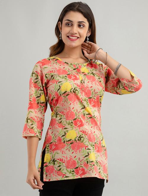 women three quarter sleeve straight kurti - 21613818 -  Standard Image - 0