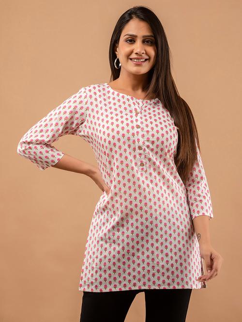 women three quarter sleeve straight kurti - 21613825 -  Standard Image - 0
