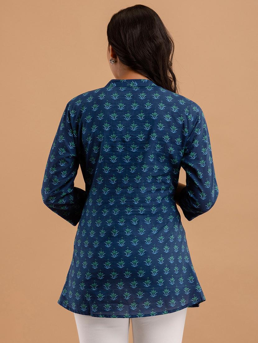 women three quarter sleeve flared kurti - 21613830 - Standard Image - 2