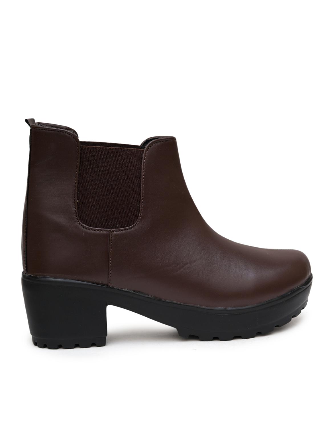 women brown solid ankle boots - 21613832 - Standard Image - 2