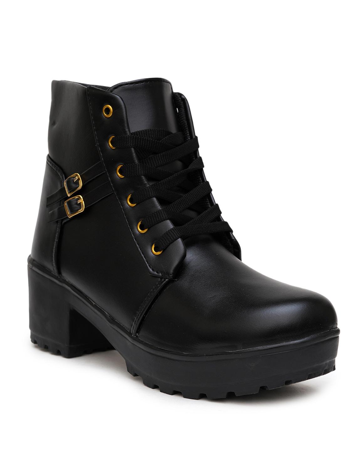 women black solid lace-up boots - 21613833 -  Zoom Image - 0